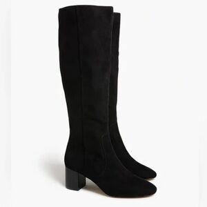 NWT Jcrew Black Suede Knee-high Heeled boots